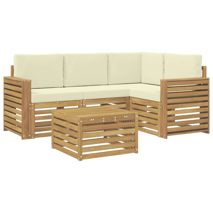 Udendørs sofagruppe 5 pcs Hvid og cremefarvet 59 x 59 x 37 cm