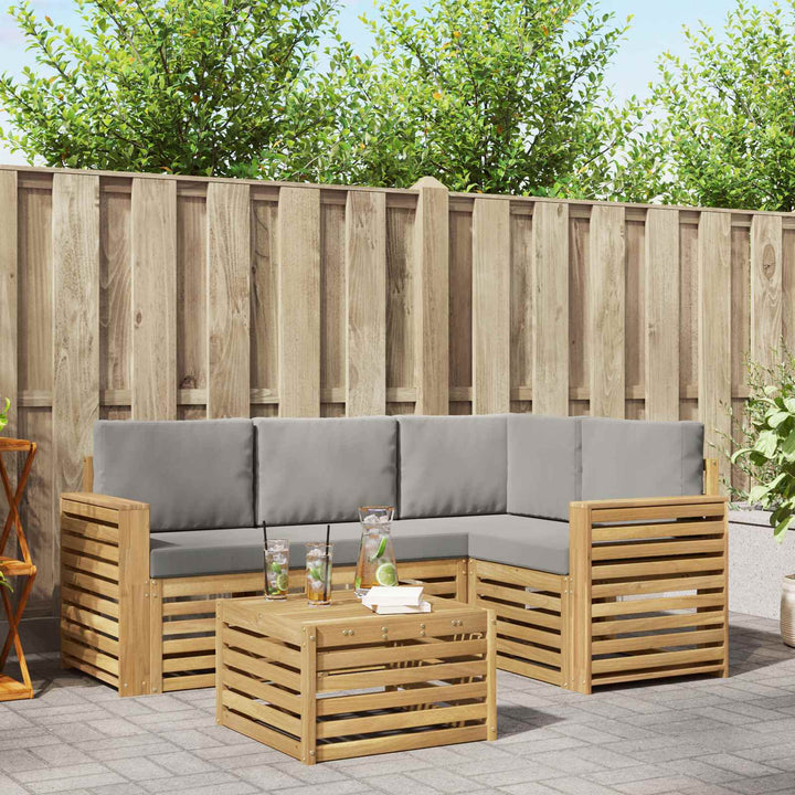 Udendørs sofagruppe 5 pcs Hvid og lysegrå 59 x 59 x 37 cm
