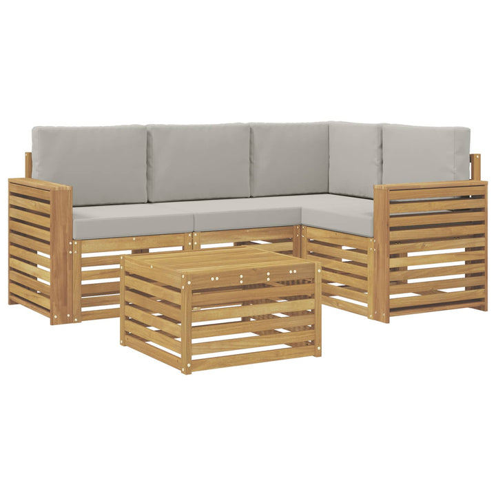 Udendørs sofagruppe 5 pcs Hvid og lysegrå 59 x 59 x 37 cm