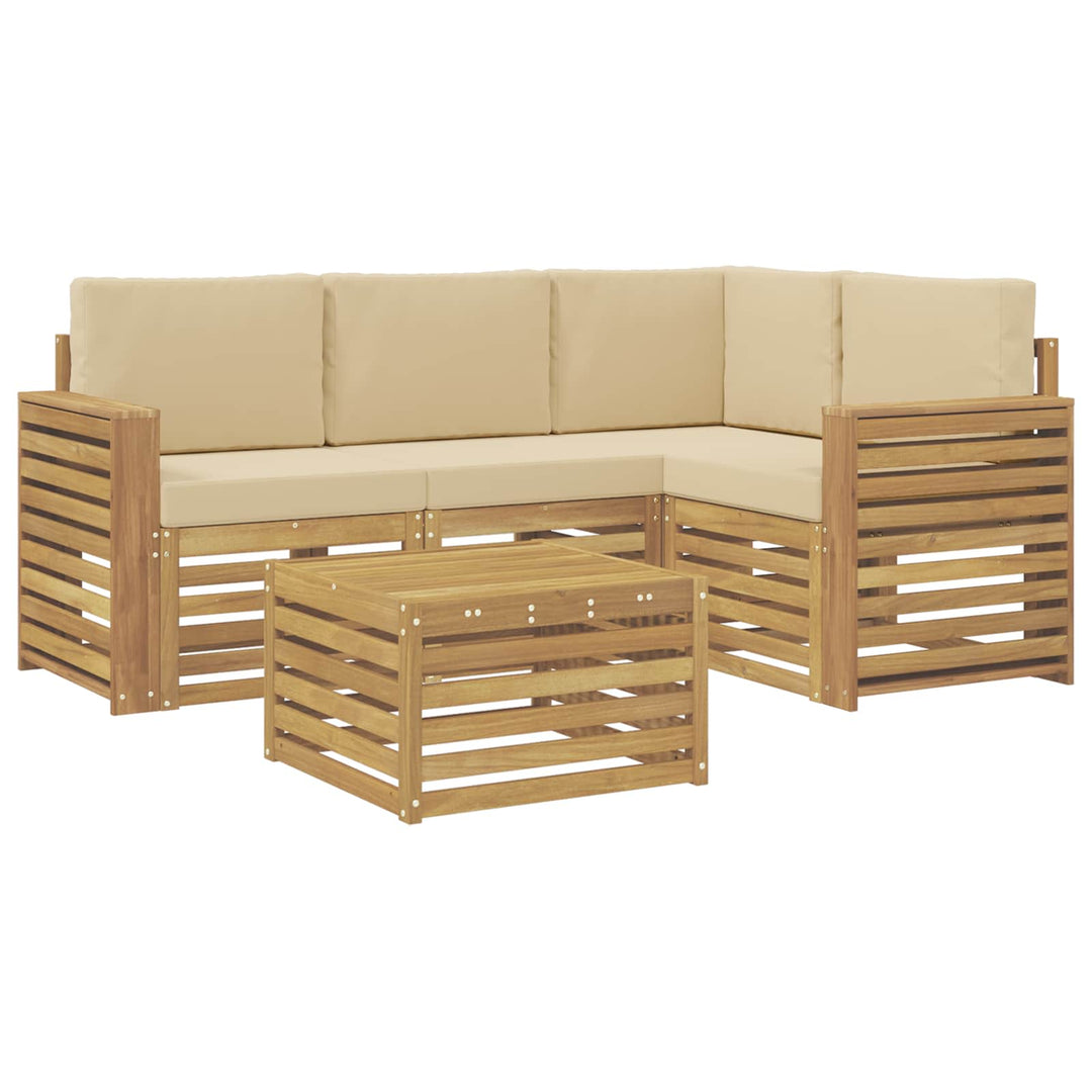 Udendørs sofagruppe 5 pcs Hvid og Beige 59 x 59 x 37 cm