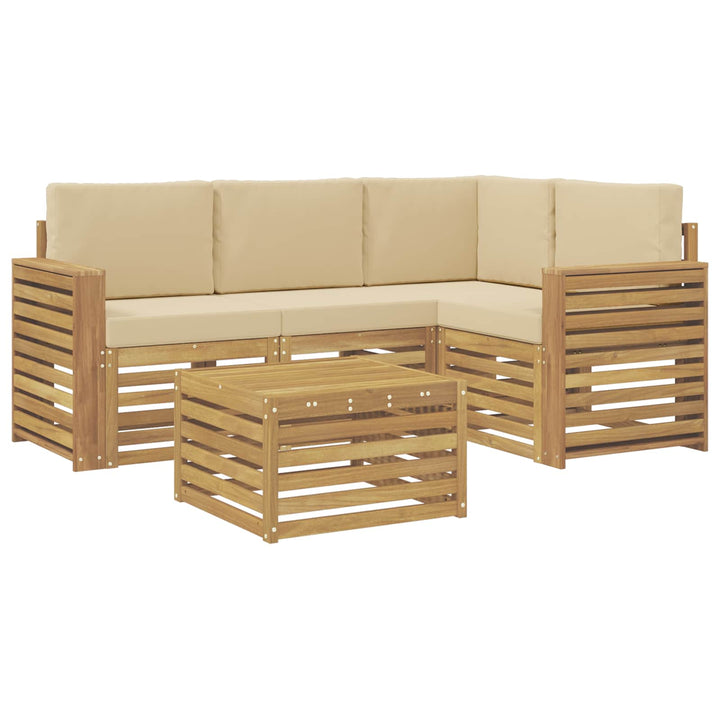 Udendørs sofagruppe 5 pcs Hvid og Beige 59 x 59 x 37 cm