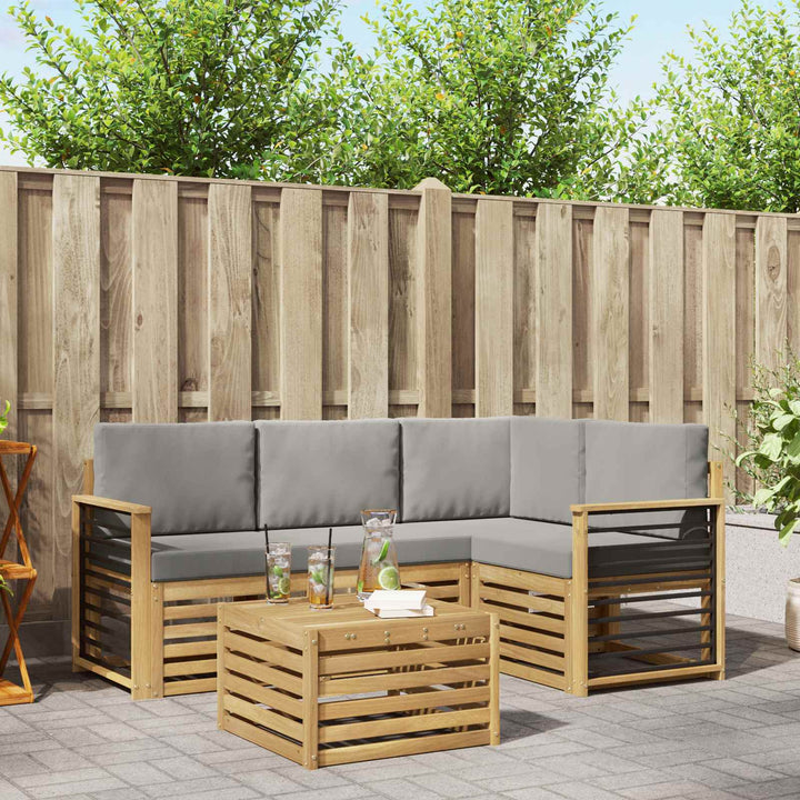 Udendørs sofagruppe 5 pcs Hvid og lysegrå 59 x 59 x 37 cm