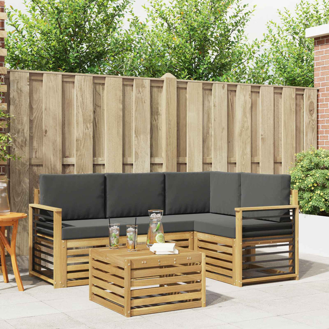 Udendørs sofagruppe 5 pcs Hvid og antracit 59 x 59 x 37 cm