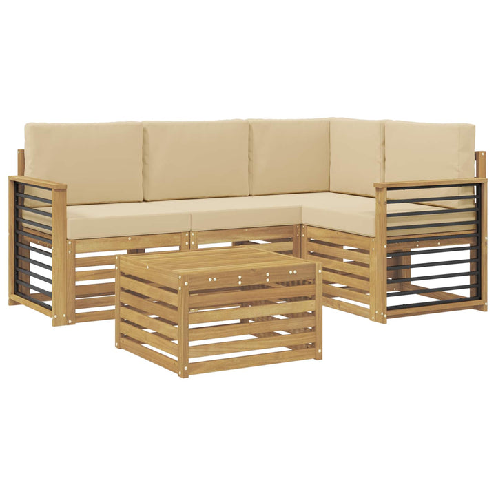 Udendørs sofagruppe 5 pcs Hvid og Beige 59 x 59 x 37 cm