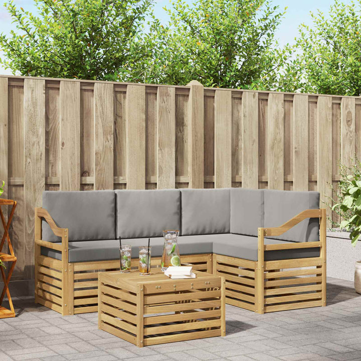Udendørs sofagruppe 5 pcs Hvid og lysegrå 59 x 59 x 37 cm