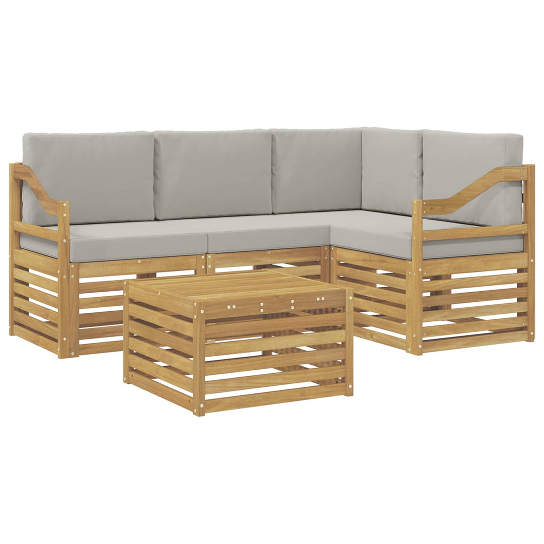 Udendørs sofagruppe 5 pcs Hvid og lysegrå 59 x 59 x 37 cm