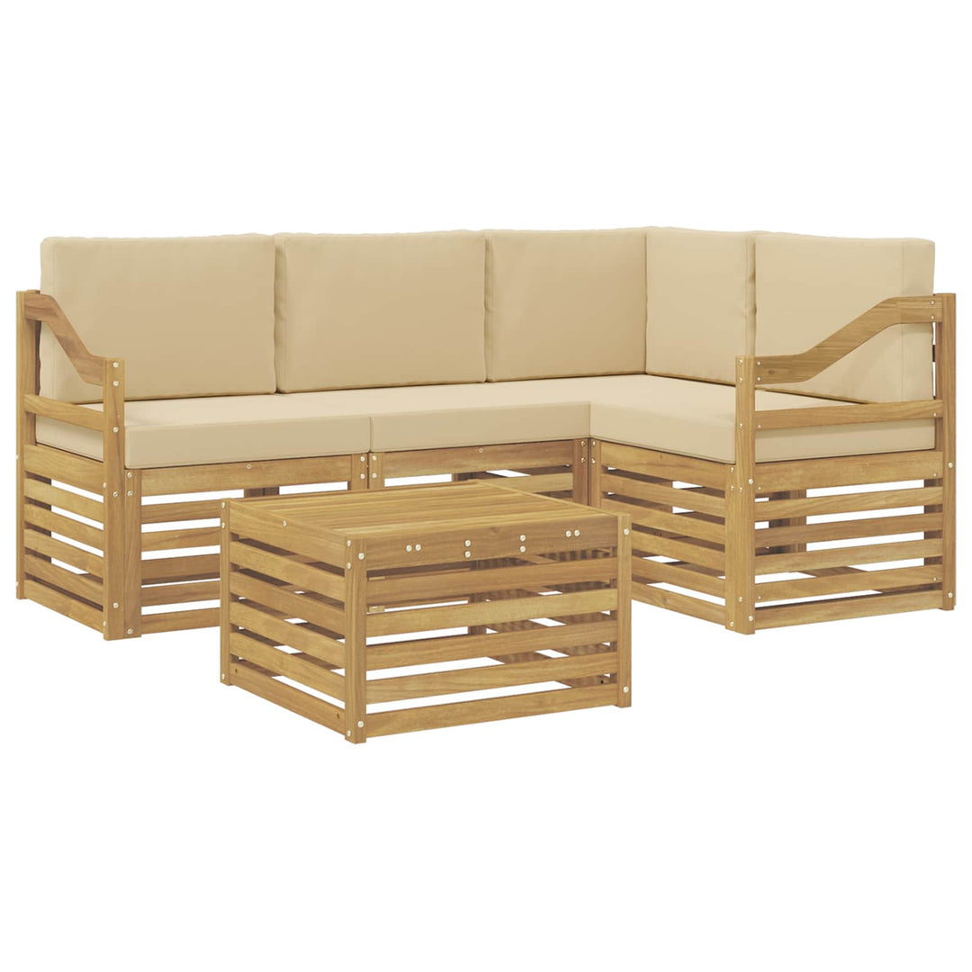 Udendørs sofagruppe 5 pcs Hvid og Beige 59 x 59 x 37 cm