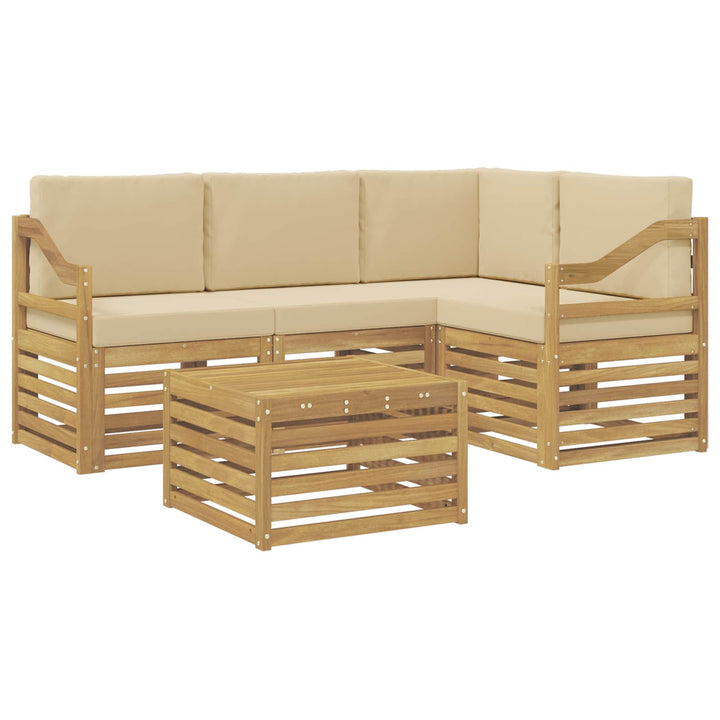 Udendørs sofagruppe 5 pcs Hvid og Beige 59 x 59 x 37 cm