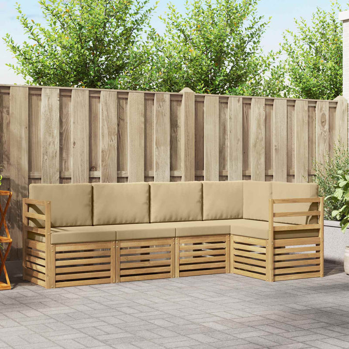 Udendørs sofagruppe 5 stk. Hvid og Beige Polyester