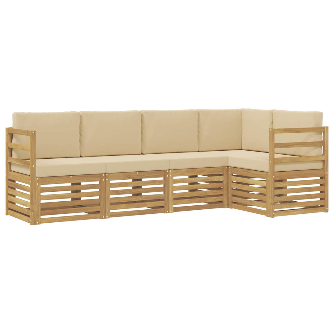 Udendørs sofagruppe 5 stk. Hvid og Beige Polyester