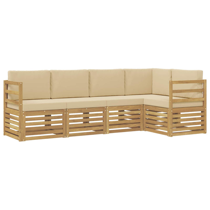 Udendørs sofagruppe 5 stk. Hvid og Beige Polyester