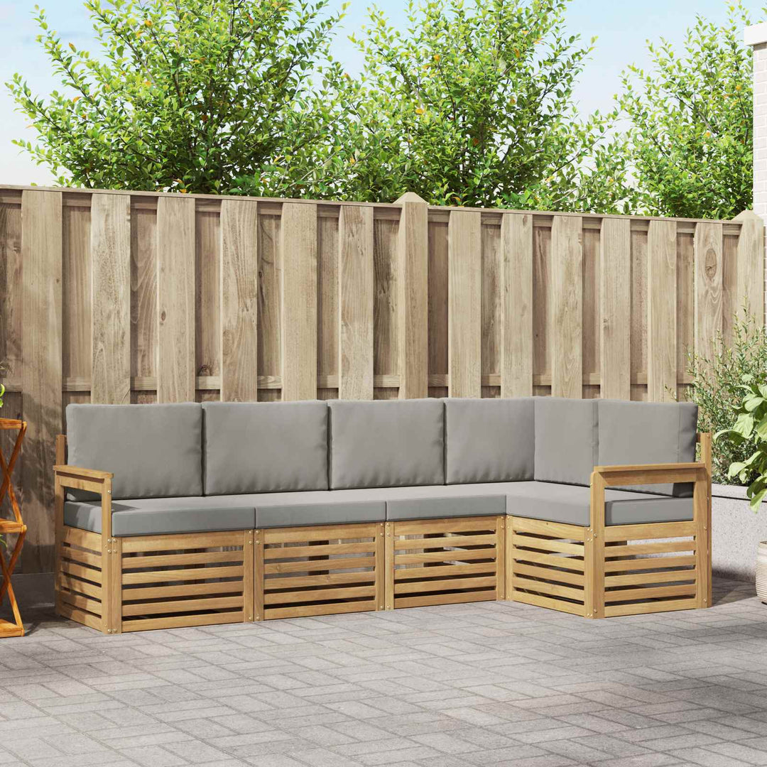 Udendørs sofagruppe 5 pcs Hvid og lysegrå 247 x 128,5 x 73 cm