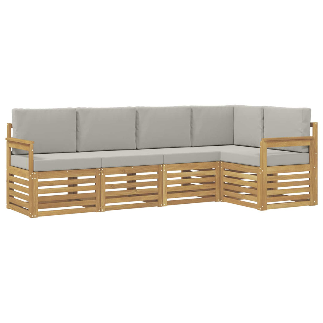 Udendørs sofagruppe 5 pcs Hvid og lysegrå 247 x 128,5 x 73 cm