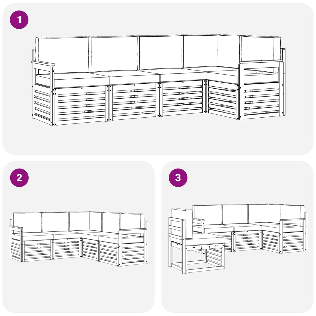 Udendørs sofagruppe 5 pcs Hvid og lysegrå 247 x 128,5 x 73 cm