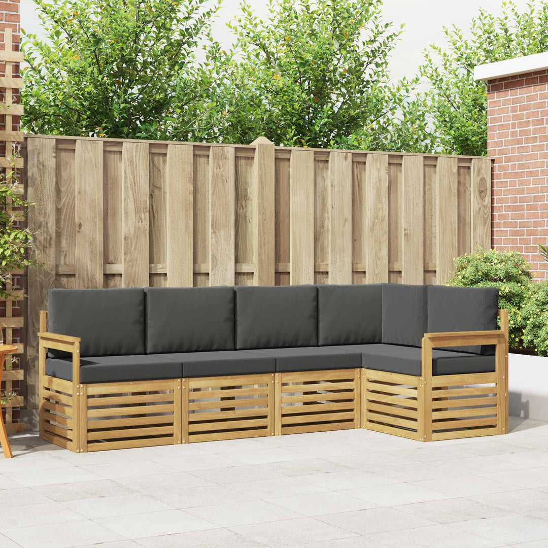 Udendørs sofagruppe 5 pcs Hvid og antracit 247 x 128,5 x 73 cm