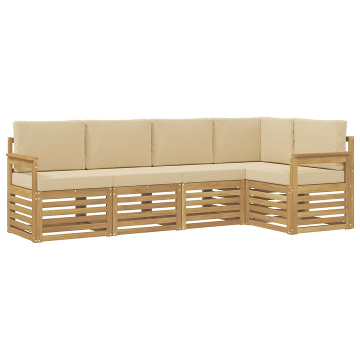 Udendørs sofagruppe 5 pcs Hvid og Beige 247 x 128,5 x 73 cm