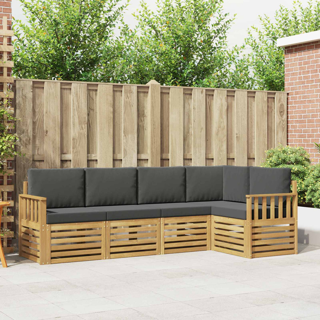 Udendørs sofagruppe 5 pcs Hvid og antracit 247 x 128,5 x 73 cm