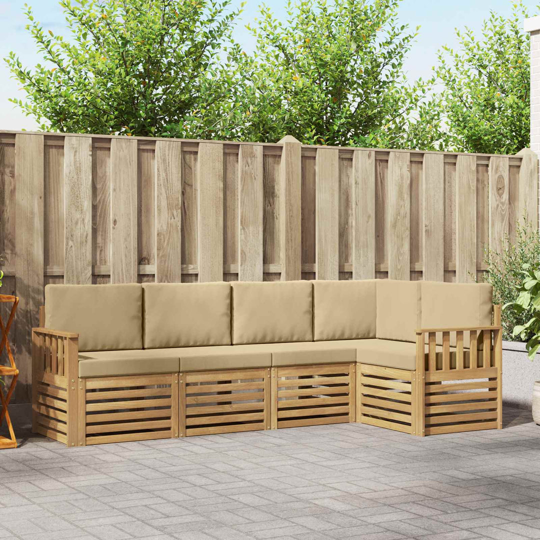Udendørs sofagruppe 5 pcs Hvid og Beige 247 x 128,5 x 73 cm