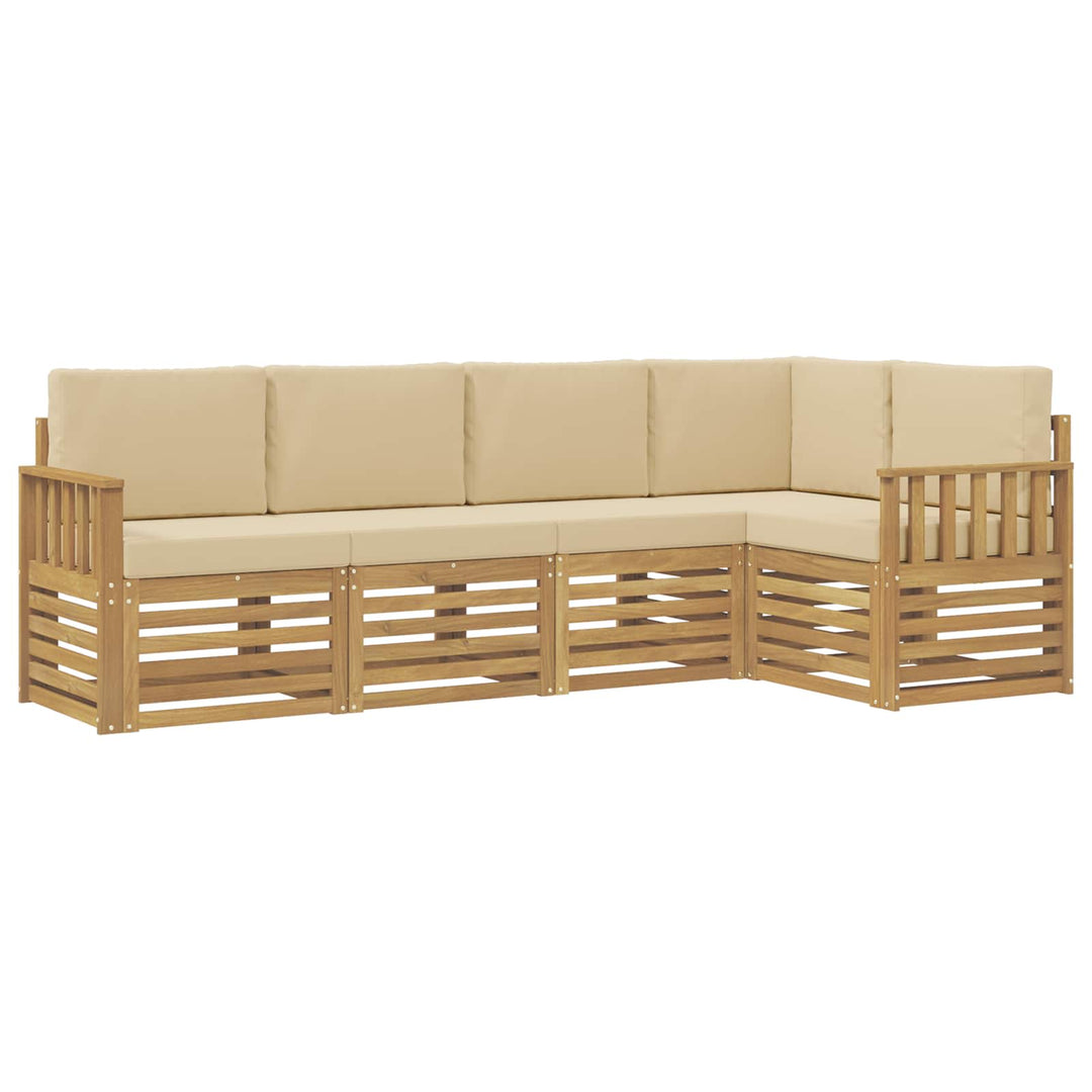 Udendørs sofagruppe 5 pcs Hvid og Beige 247 x 128,5 x 73 cm
