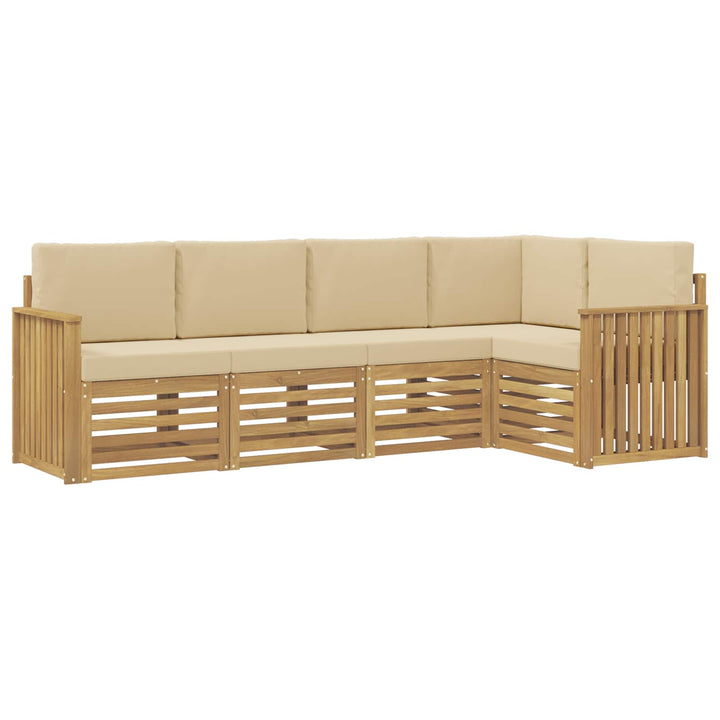 Udendørs sofagruppe 5 stk. Hvid og Beige Polyester
