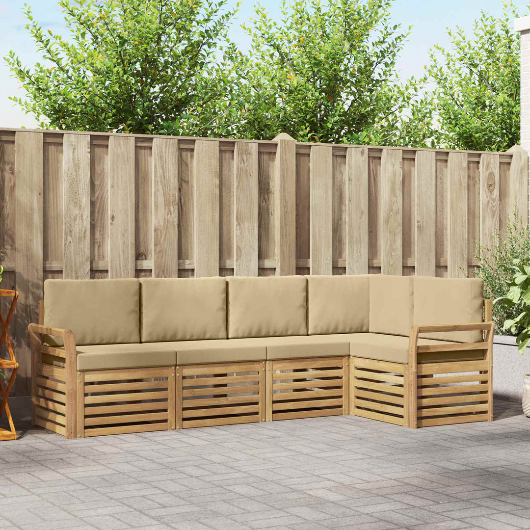Udendørs sofagruppe 5 stk. Hvid og Beige Polyester