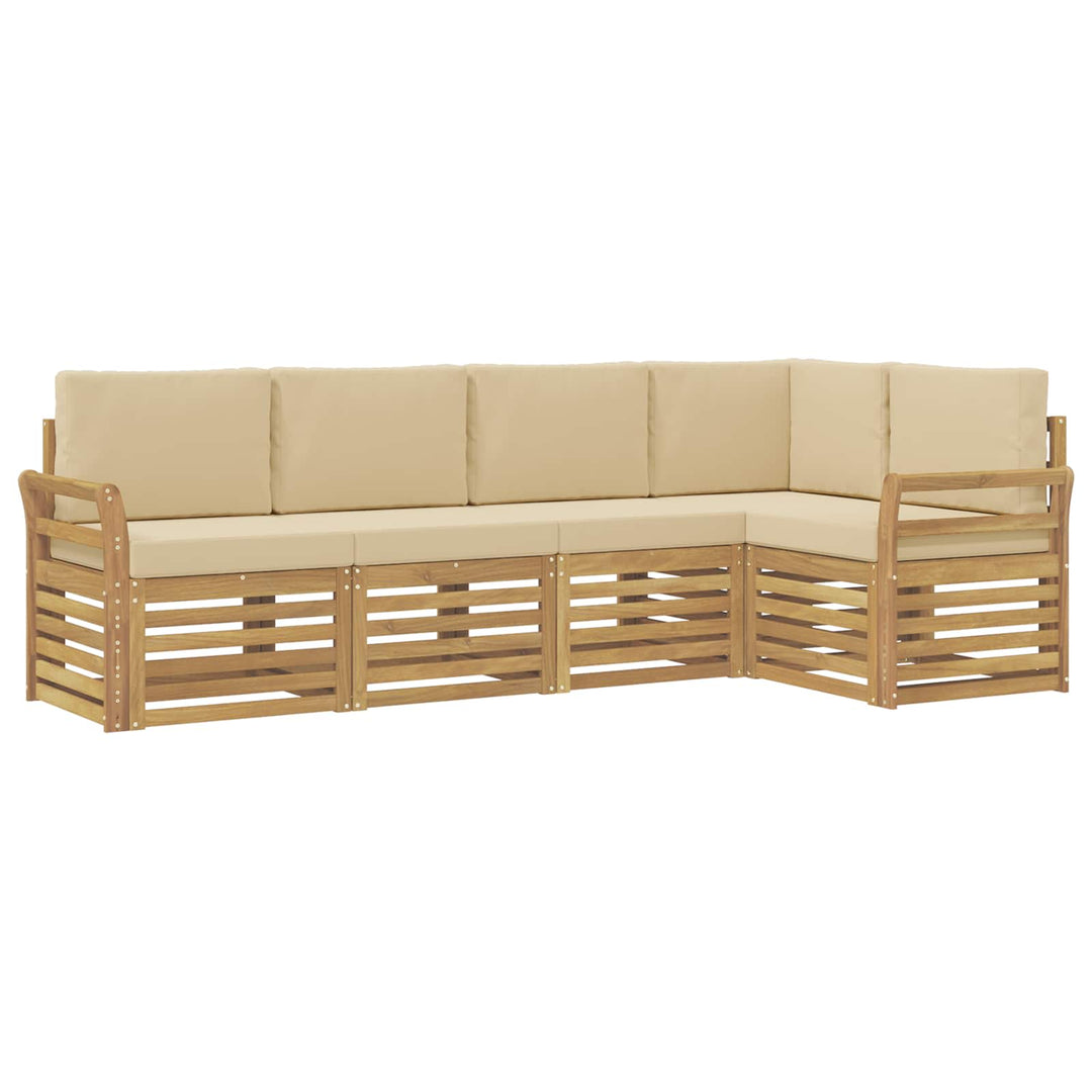 Udendørs sofagruppe 5 stk. Hvid og Beige Polyester