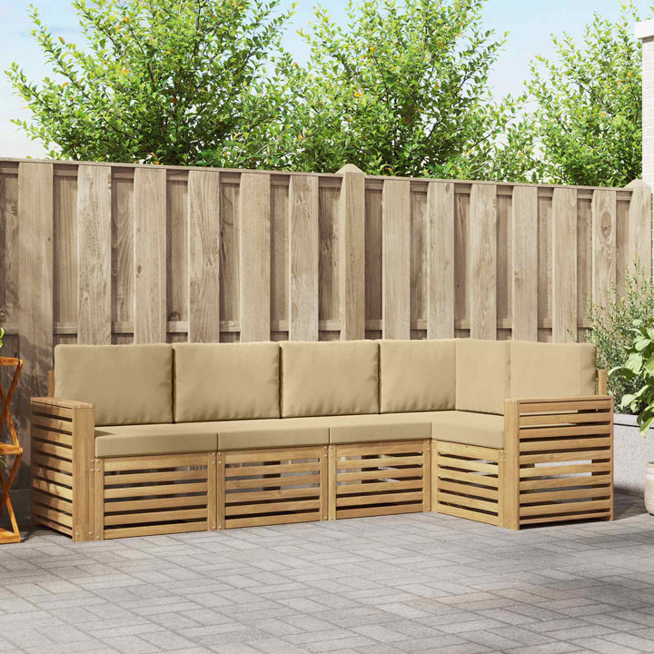 Udendørs sofagruppe 5 stk. Hvid og Beige Polyester
