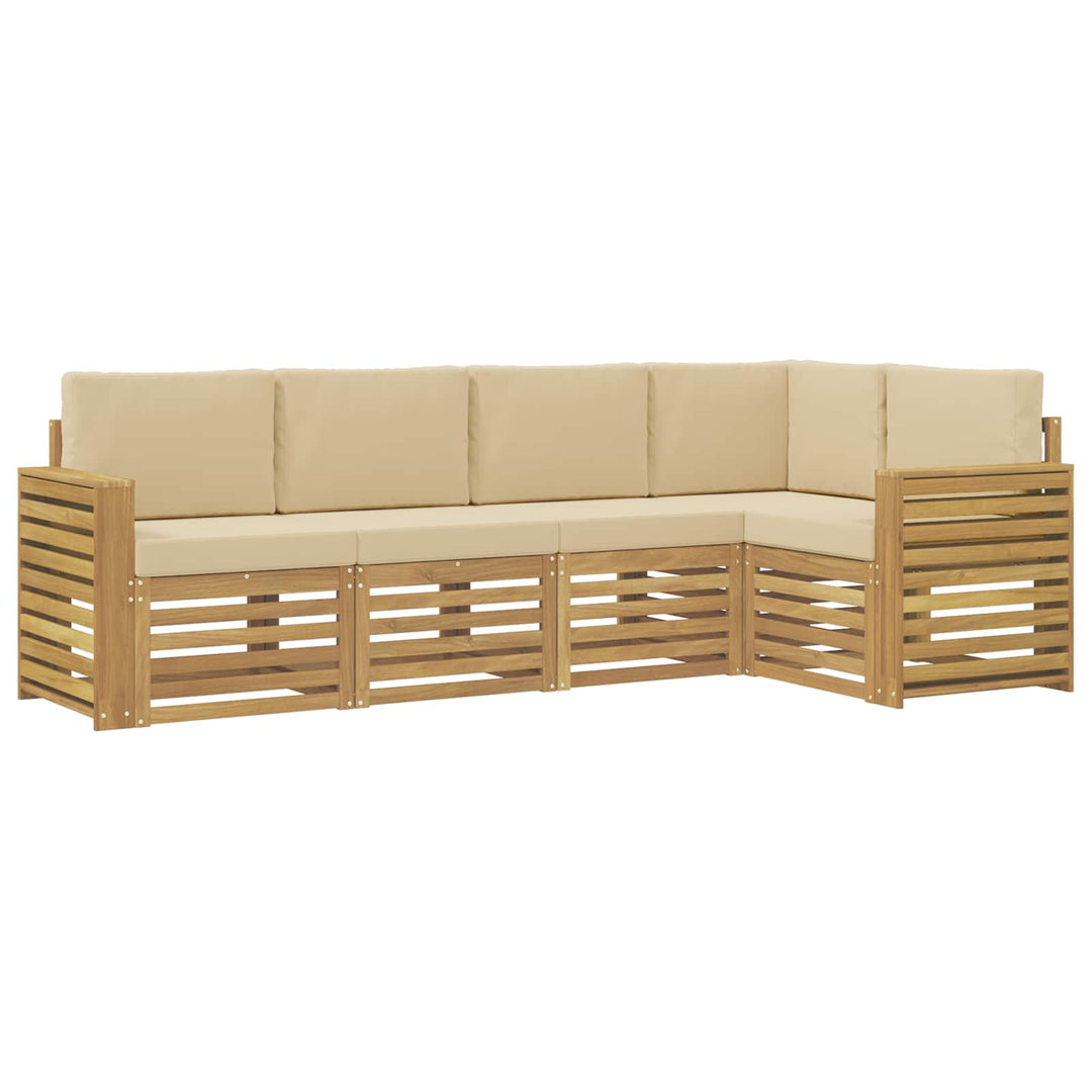 Udendørs sofagruppe 5 stk. Hvid og Beige Polyester