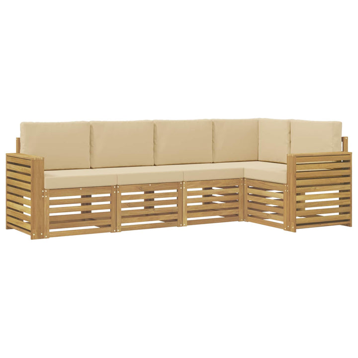 Udendørs sofagruppe 5 stk. Hvid og Beige Polyester