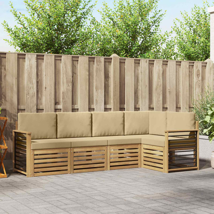 Udendørs sofagruppe 5 stk. Hvid og Beige Polyester