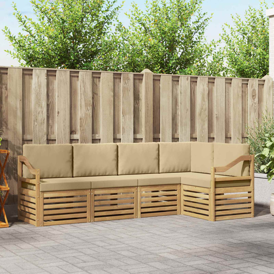 Udendørs sofagruppe 5 stk. Hvid og Beige Polyester