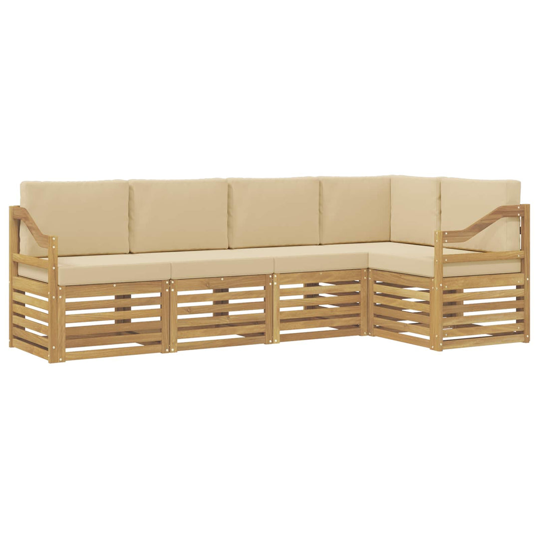 Udendørs sofagruppe 5 stk. Hvid og Beige Polyester
