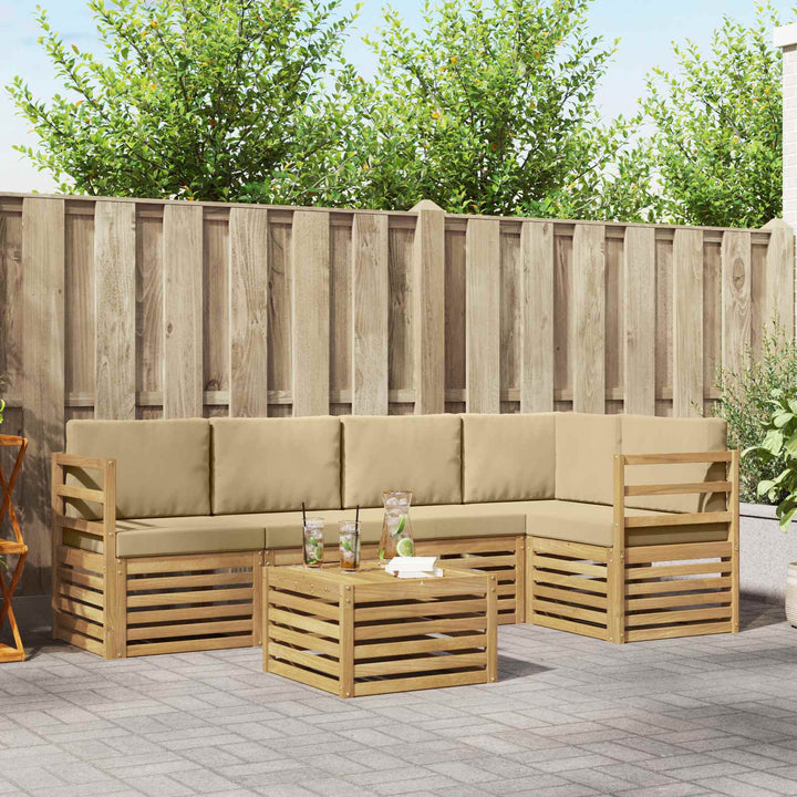 Udendørs sofagruppe 6 stk. Hvid og Beige Polyester