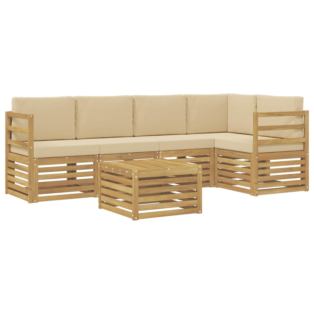 Udendørs sofagruppe 6 stk. Hvid og Beige Polyester