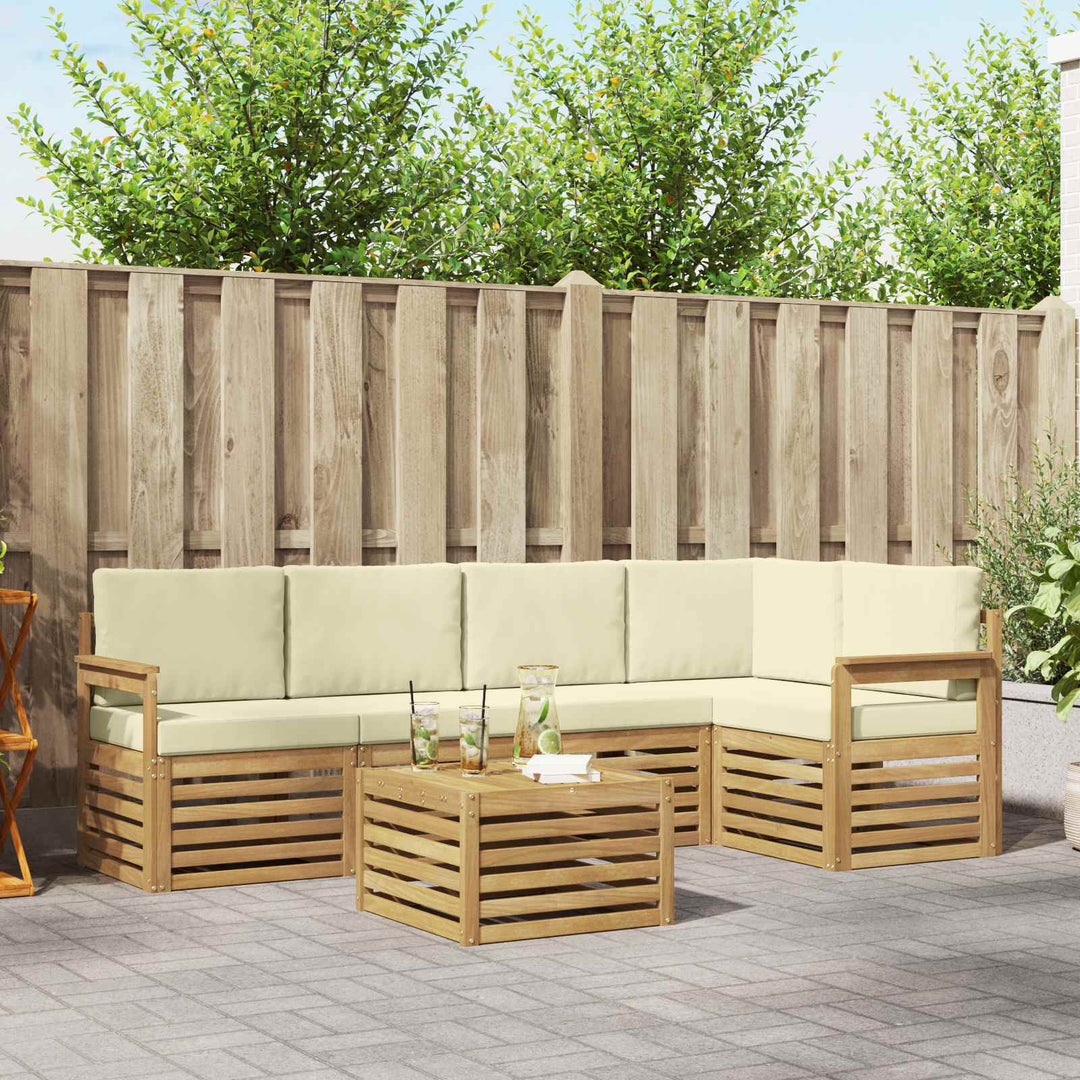 Udendørs sofagruppe 6 pcs Hvid og cremefarvet 59 x 59 x 37 cm