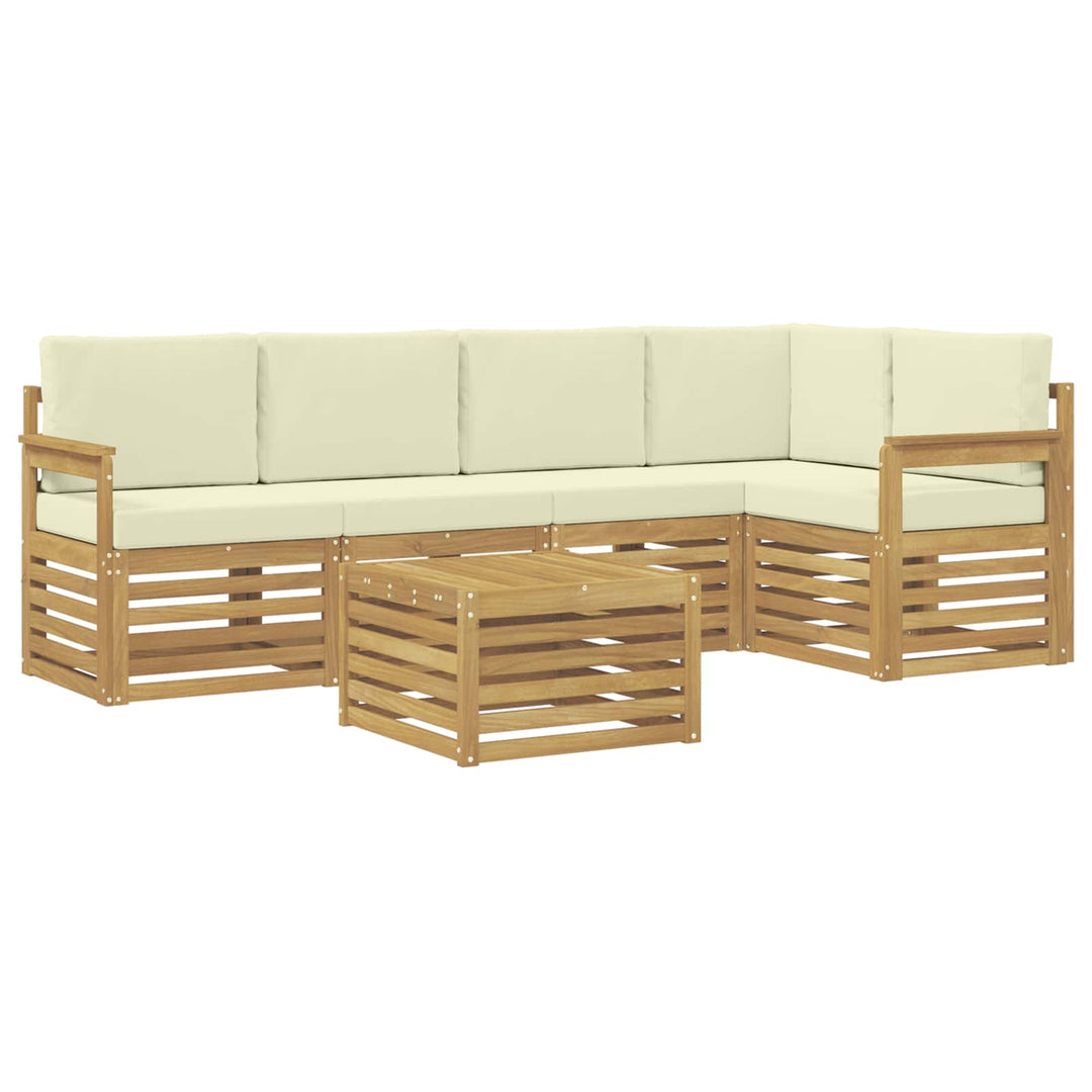 Udendørs sofagruppe 6 pcs Hvid og cremefarvet 59 x 59 x 37 cm