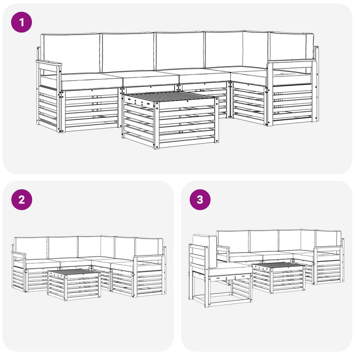 Udendørs sofagruppe 6 pcs Hvid og cremefarvet 59 x 59 x 37 cm