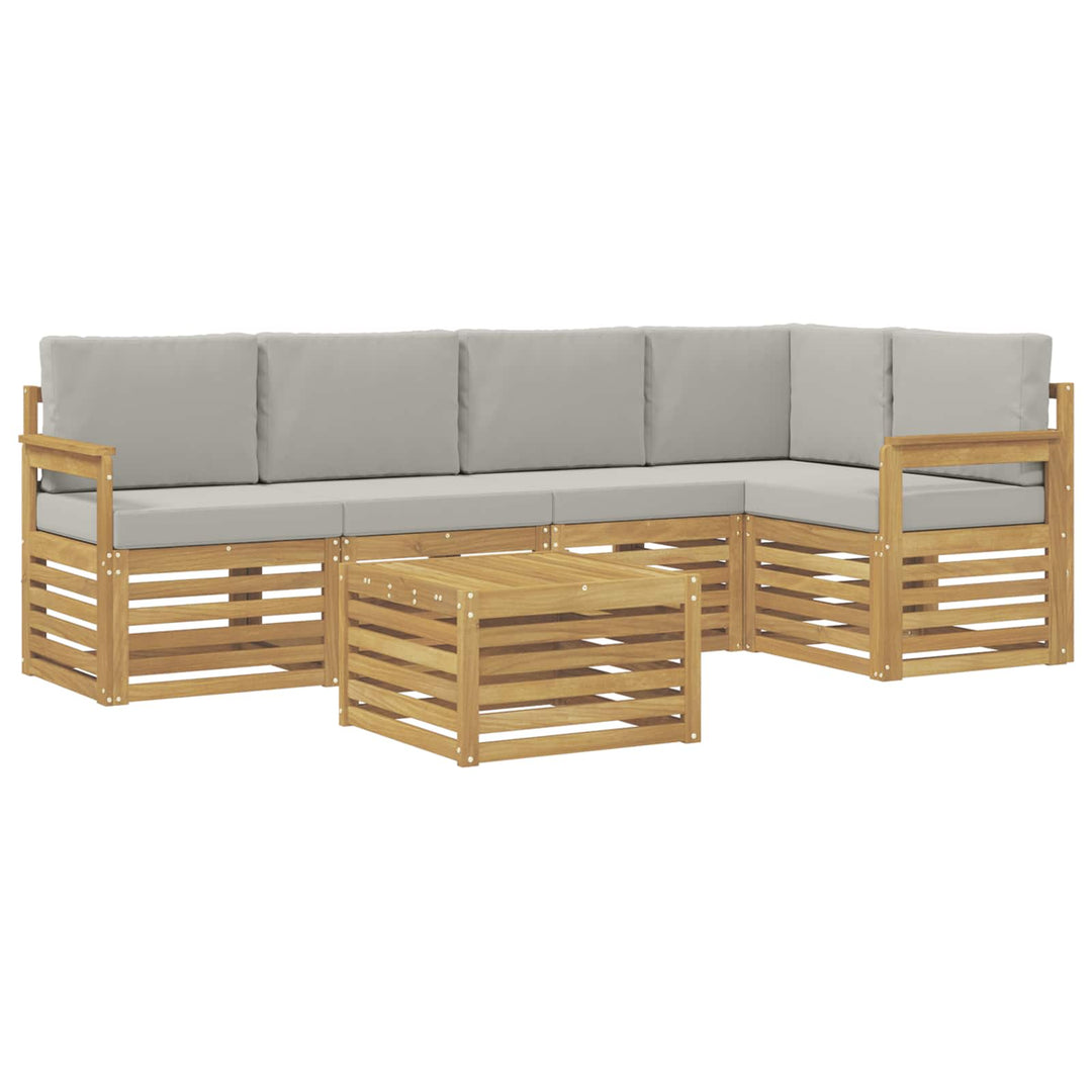 Udendørs sofagruppe 6 pcs Hvid og lysegrå 59 x 59 x 37 cm