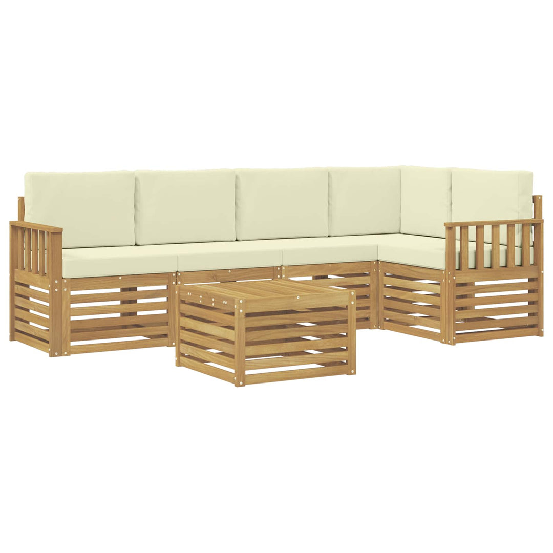 Udendørs sofagruppe 6 pcs Hvid og cremefarvet 59 x 59 x 37 cm