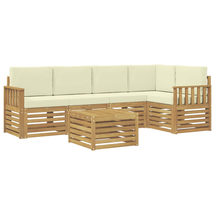 Udendørs sofagruppe 6 pcs Hvid og cremefarvet 59 x 59 x 37 cm