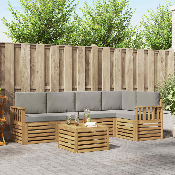 Udendørs sofagruppe 6 pcs Hvid og lysegrå 59 x 59 x 37 cm