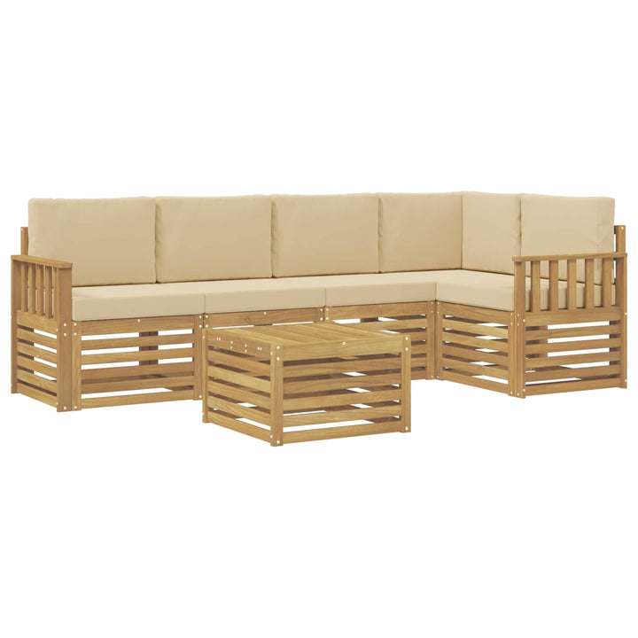 Udendørs sofagruppe 6 pcs Hvid og Beige 59 x 59 x 37 cm