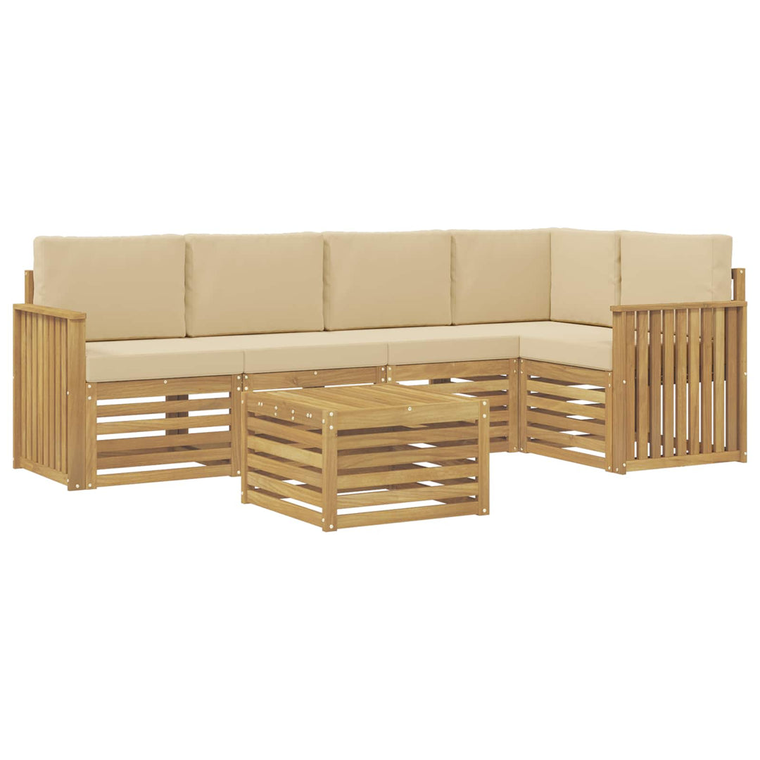 Udendørs sofagruppe 6 stk. Hvid og Beige Polyester