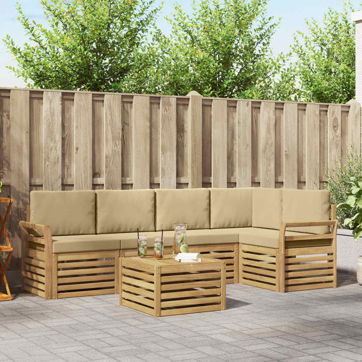 Udendørs sofagruppe 6 stk. Hvid og Beige Polyester