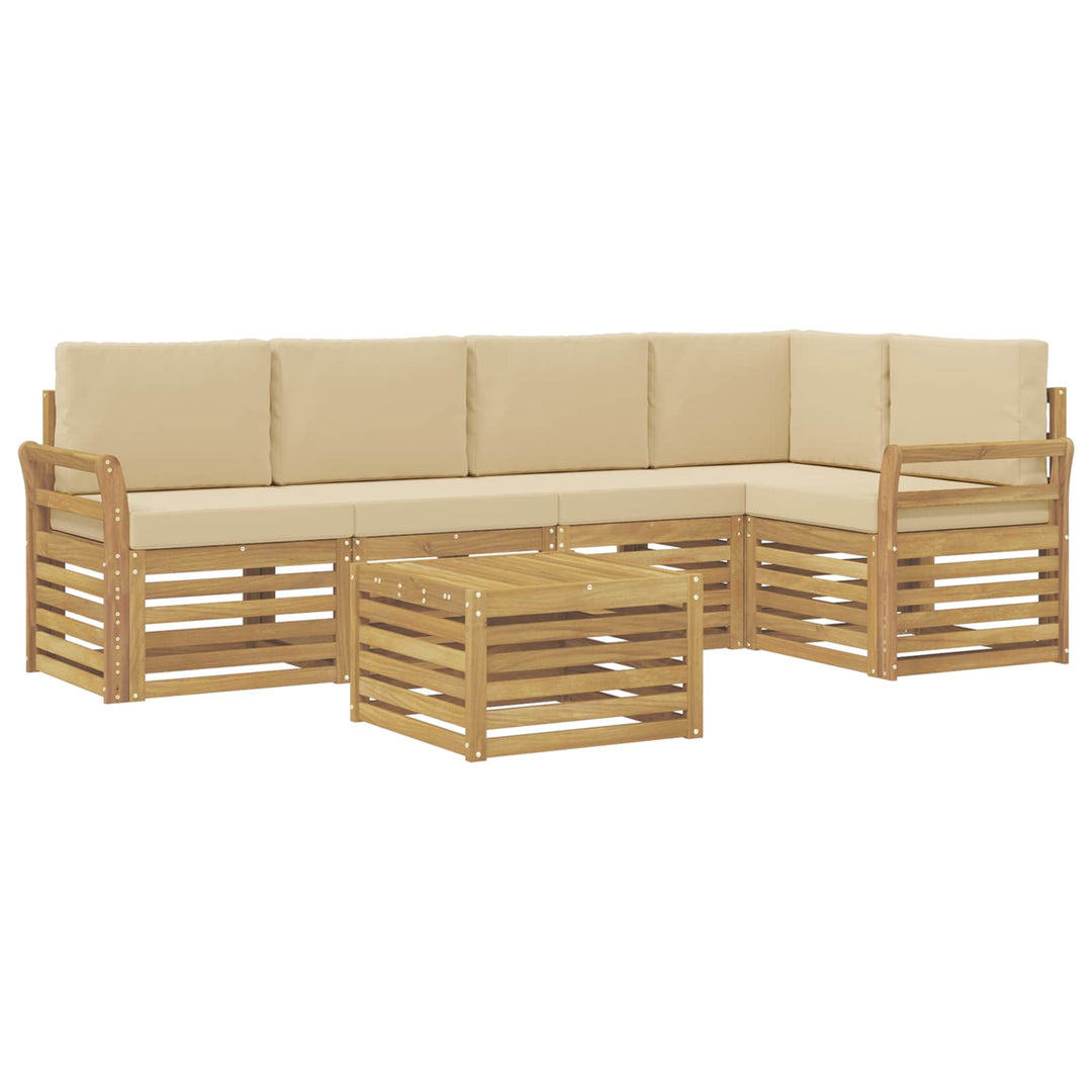 Udendørs sofagruppe 6 stk. Hvid og Beige Polyester