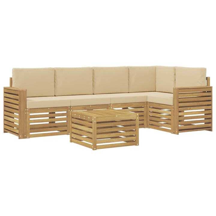 Udendørs sofagruppe 6 stk. Hvid og Beige Polyester