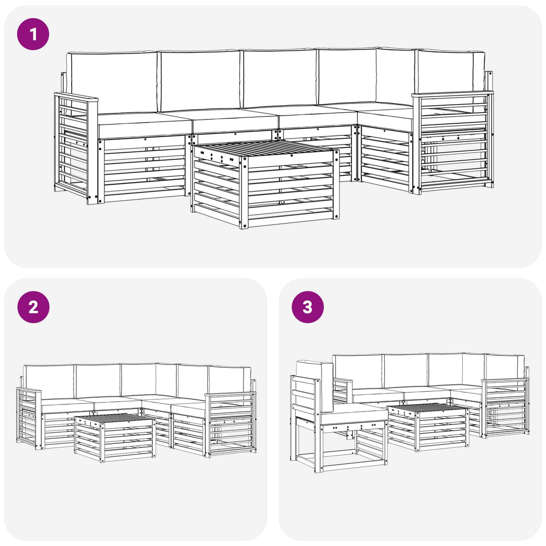 Udendørs sofagruppe 6 pcs Hvid og antracit 59 x 59 x 37 cm