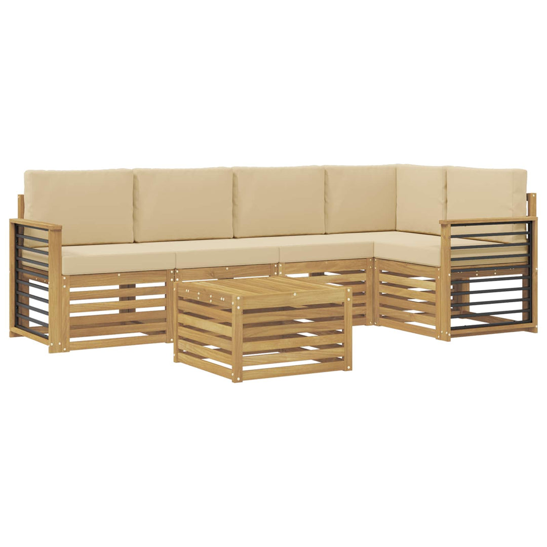 Udendørs sofagruppe 6 stk. Hvid og Beige Polyester