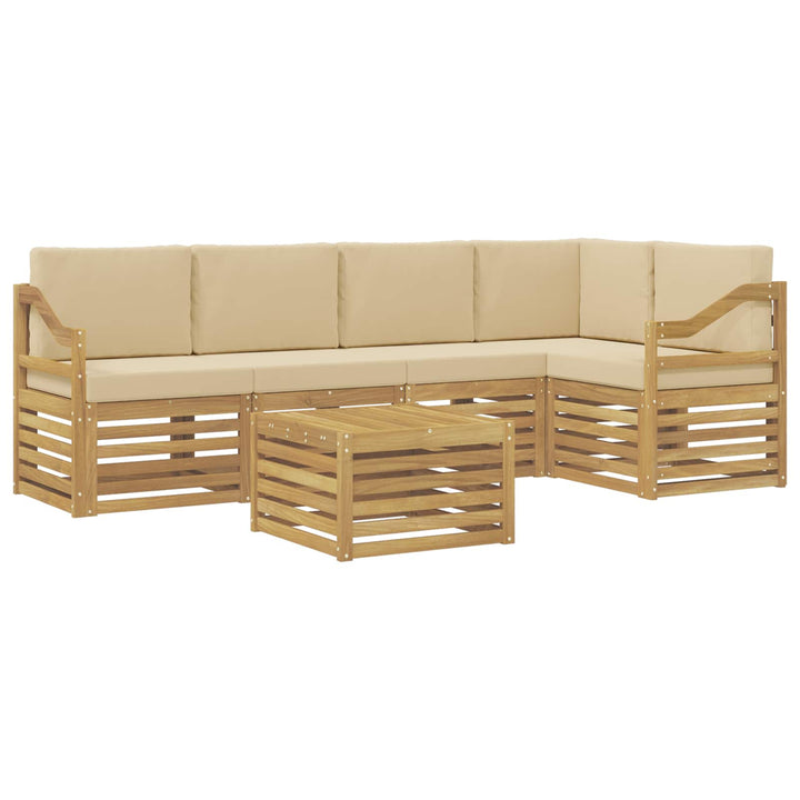 Udendørs sofagruppe 6 stk. Hvid og Beige Polyester