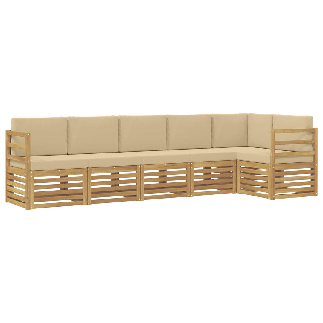 Udendørs sofagruppe 6 stk. Hvid og Beige Polyester